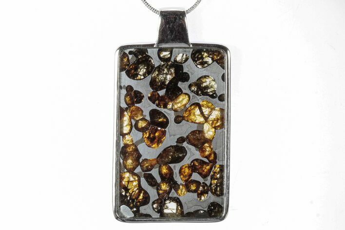 Sericho Pallasite Rectangular Meteorite Pendant - Kenya #300757